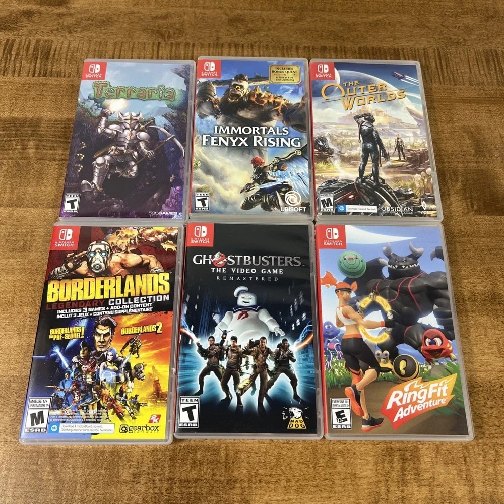 Lot of 6 Nintendo Switch Games Terraria, Immortals Fenyx Rising, The Outer World